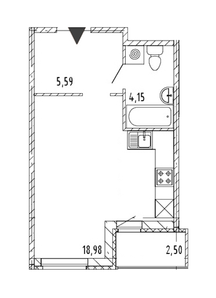 Квартира студия 28.72 м², 20/21 эт., ЖК «Новые горизонты 2»